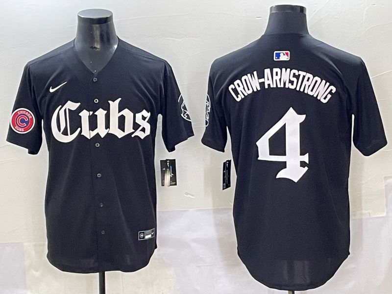 Men 2025 Chicago Cubs #4 Crow-Armstrong Black Five generations Joint Name Nike MLB Jersey style 16->chicago cubs->MLB Jersey